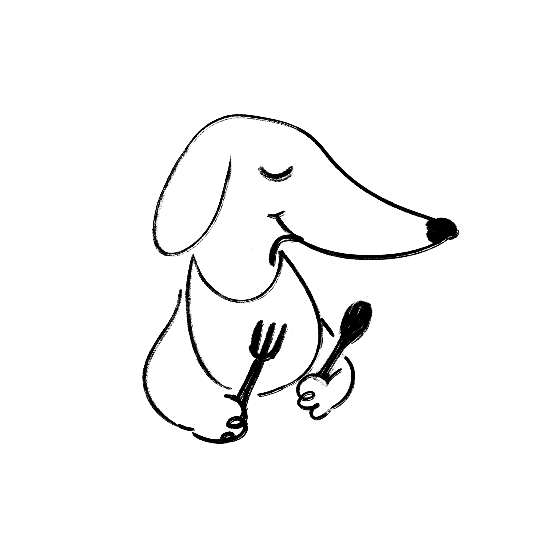 Karen holding a fork and spoon